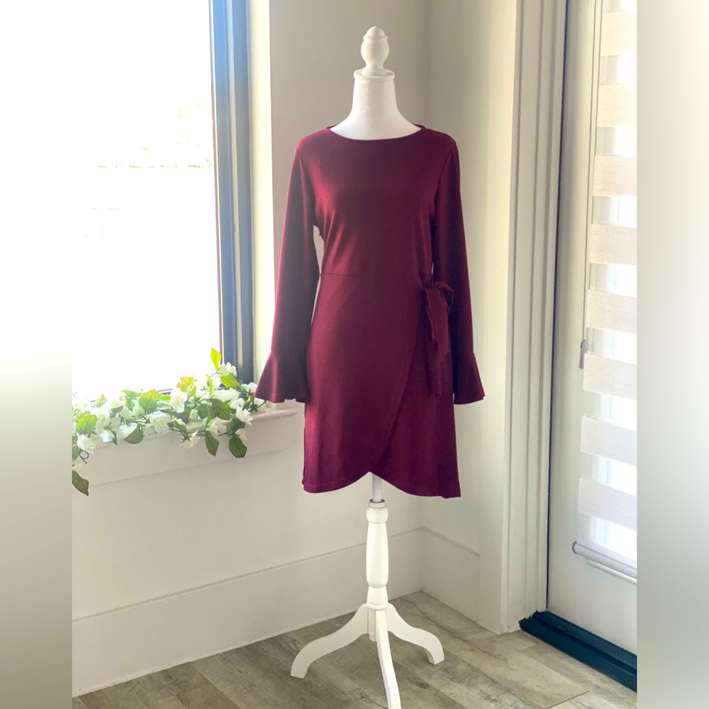 Ruffled Mi I wrap dress - maroon/wine
